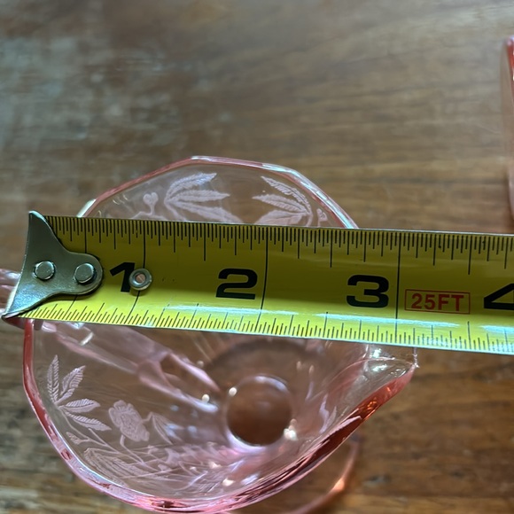 Vintage Cambridge Decagon Rosalie pattern pink depression glass sugar & creamer - Picture 6 of 9